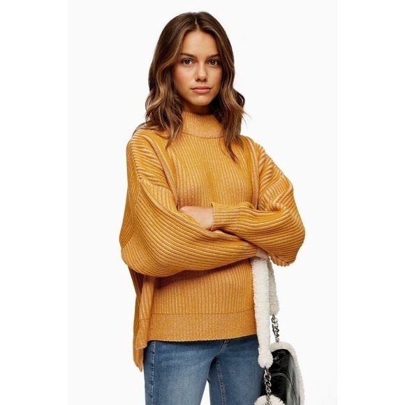 Topshop Sweaters - Topshop-NWT-Mustard Funnel Neck Oversized Sweater-Size US 8-10